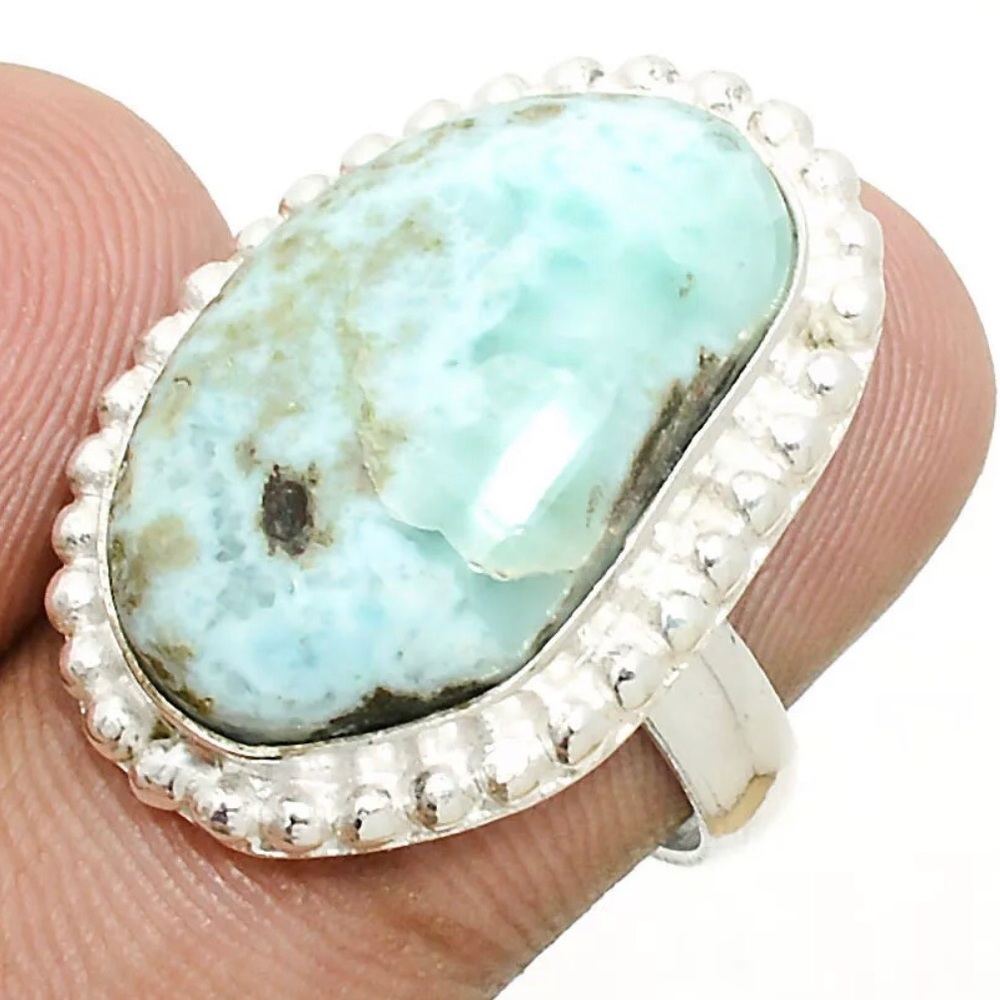 Larimar and 925 silver ring.